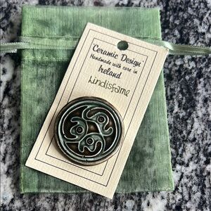 Lindisfarne Ceramic Brooch - Handmade